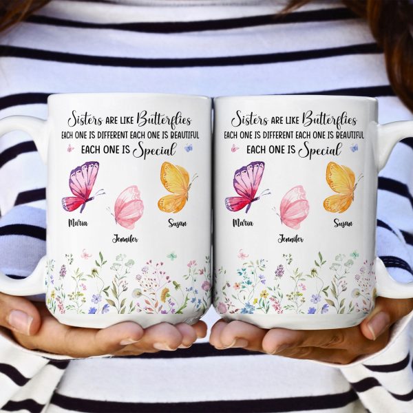 Sisters Are Like Butterflies - Personalized Mug Sisters Are Like Butterflies - Personalized Mug