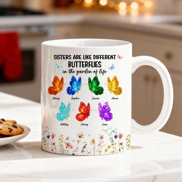 Sisters Are Like Different Butterflies - Personalized Mug - Heartwarming Christmas Gift For Sisters, Besties Sisters Are Like Different Butterflies - Personalized Mug - Heartwarming Christmas Gift For Sisters, Besties