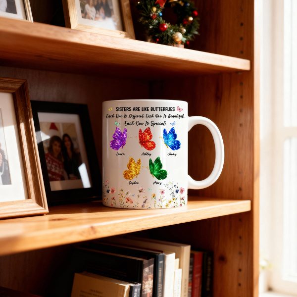 Sisters Are Like Different Butterflies - Personalized Mug - Heartwarming Christmas Gift For Sisters, Besties Sisters Are Like Different Butterflies - Personalized Mug - Heartwarming Christmas Gift For Sisters, Besties
