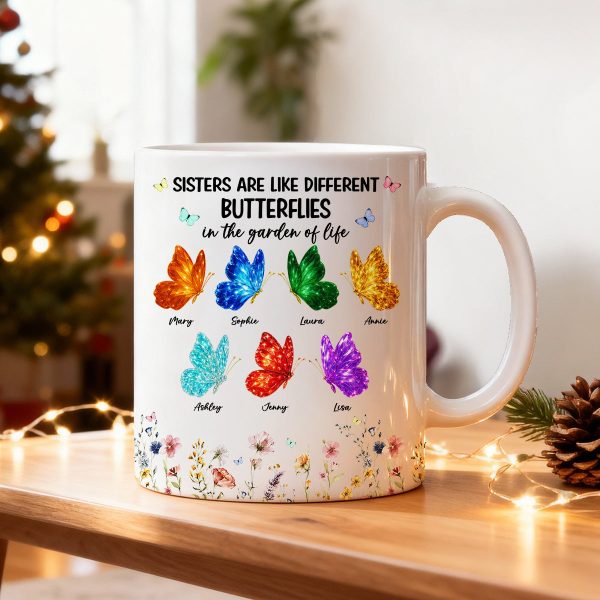 Sisters Are Like Different Butterflies - Personalized Mug - Heartwarming Christmas Gift For Sisters, Besties Sisters Are Like Different Butterflies - Personalized Mug - Heartwarming Christmas Gift For Sisters, Besties