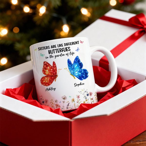 Sisters Are Like Different Butterflies - Personalized Mug - Heartwarming Christmas Gift For Sisters, Besties Sisters Are Like Different Butterflies - Personalized Mug - Heartwarming Christmas Gift For Sisters, Besties
