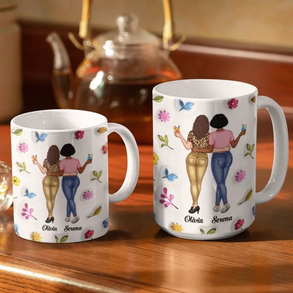 Sisters Will Always Be Connected By Heart - 3D Inflated Effect Printed Mug, Personalized White Edge-to-Edge Mug Sisters Will Always Be Connected By Heart - 3D Inflated Effect Printed Mug, Personalized White Edge-to-Edge Mug