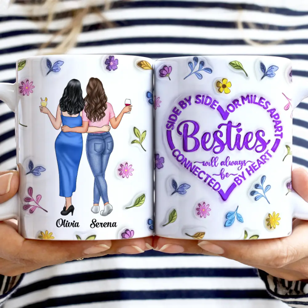 Sisters Will Always Be Connected By Heart - 3D Inflated Effect Printed Mug, Personalized White Edge-to-Edge Mug Sisters Will Always Be Connected By Heart - 3D Inflated Effect Printed Mug, Personalized White Edge-to-Edge Mug