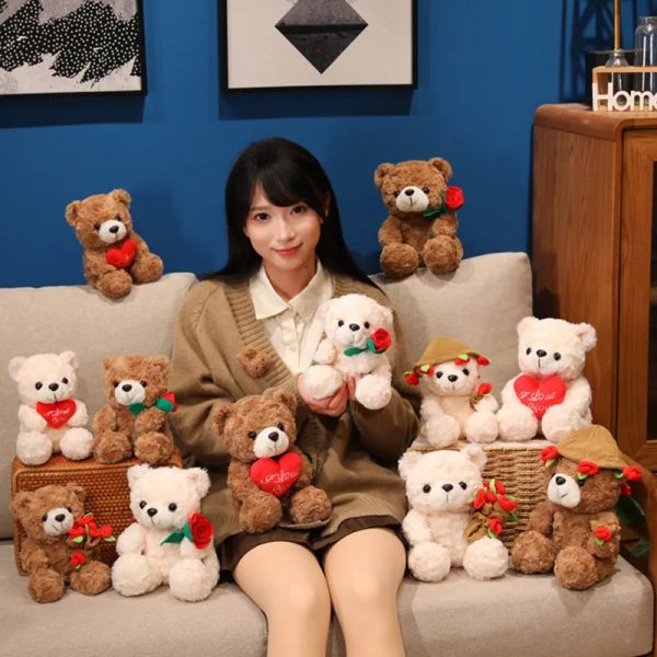 Sitting Bear Plush Toy with Heart Gift for Her Sitting Bear Plush Toy with Heart Gift for Her