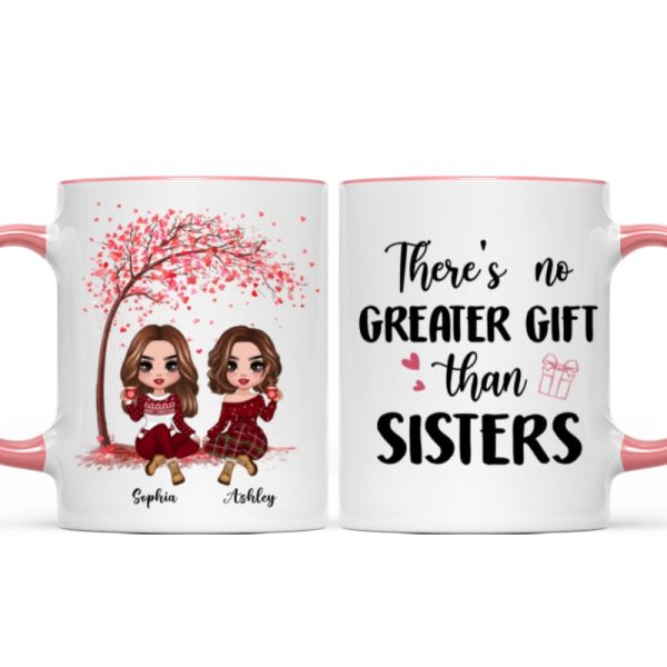 Sitting Doll Besties Under Pink Heart Tree Personalized Mug Sitting Doll Besties Under Pink Heart Tree Personalized Mug