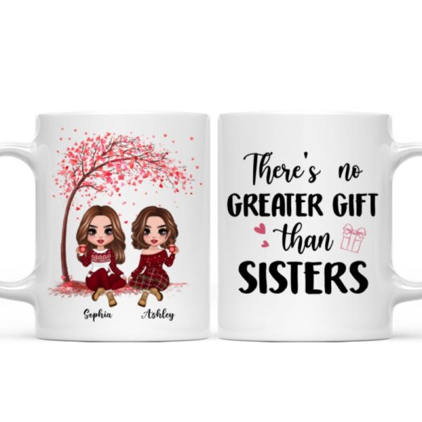 Sitting Doll Besties Under Pink Heart Tree Personalized Mug Sitting Doll Besties Under Pink Heart Tree Personalized Mug
