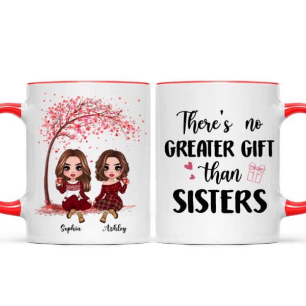 Sitting Doll Besties Under Pink Heart Tree Personalized Mug Sitting Doll Besties Under Pink Heart Tree Personalized Mug