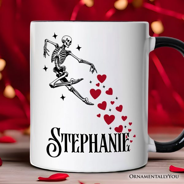 Skeleton Hearts Valentine Personalized Mug, Playful Funny Gift with Custom Name Skeleton Hearts Valentine Personalized Mug, Playful Funny Gift with Custom Name