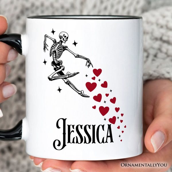 Skeleton Hearts Valentine Personalized Mug, Playful Funny Gift with Custom Name Skeleton Hearts Valentine Personalized Mug, Playful Funny Gift with Custom Name