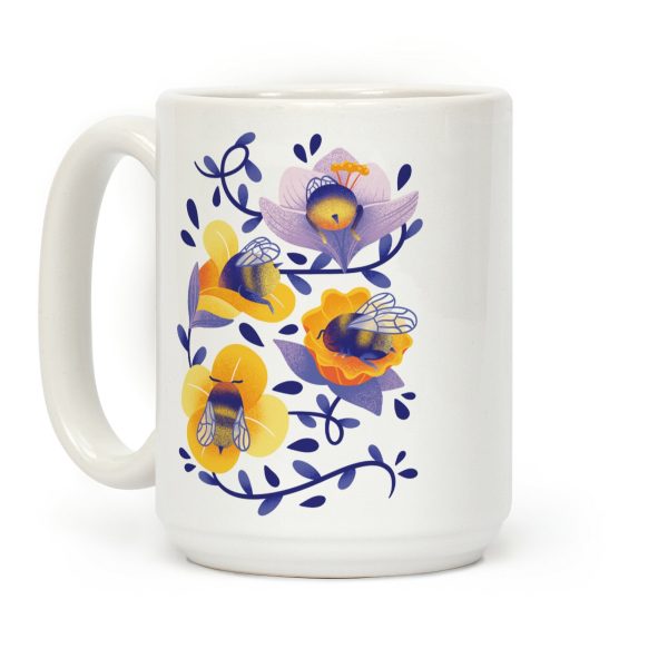 Sleepy Bumble Bee Butts Floral Coffee Mug Sleepy Bumble Bee Butts Floral Coffee Mug