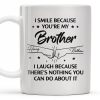 Smile And Laugh Brother Quote With Linked Hands Design - Personalized Custom Coffee Mug - FAM288_MG Smile And Laugh Brother Quote With Linked Hands Design - Personalized Custom Coffee Mug - FAM288_MG