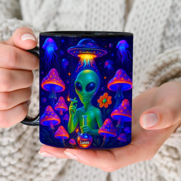 Smoking Alien Mug - Personalized Gifts For Weed Lovers 01totn100625 Smoking Alien Mug - Personalized Gifts For Weed Lovers 01totn100625
