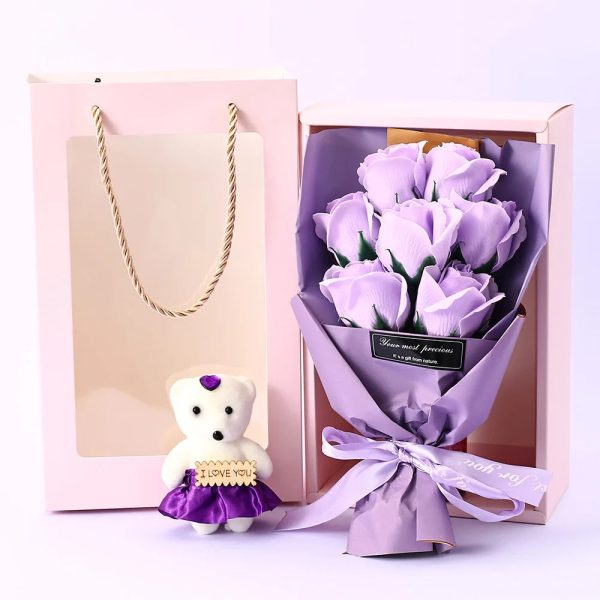 Soap Rose Bouquet with Teddy Bear Gift Box Soap Rose Bouquet with Teddy Bear Gift Box
