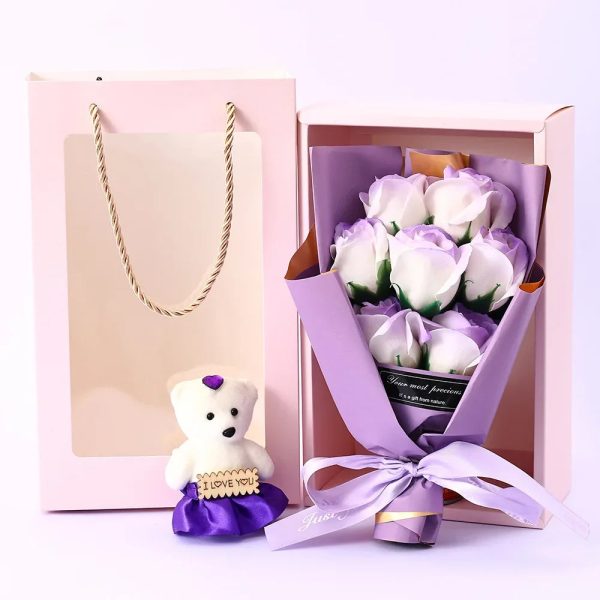 Soap Rose Bouquet with Teddy Bear Gift Box Soap Rose Bouquet with Teddy Bear Gift Box
