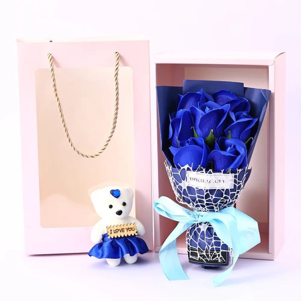 Soap Rose Bouquet with Teddy Bear Gift Box Soap Rose Bouquet with Teddy Bear Gift Box