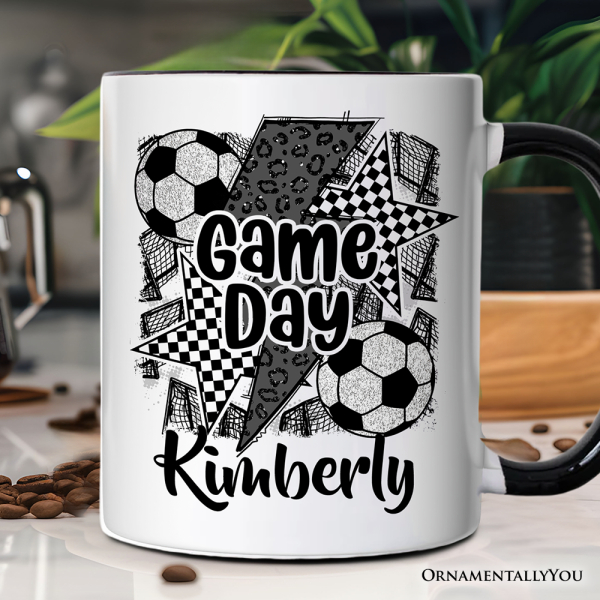 Soccer Game Day Personalized Mug, Coquette Sports Mom Fan Gift with Custom Name Soccer Game Day Personalized Mug, Coquette Sports Mom Fan Gift with Custom Name