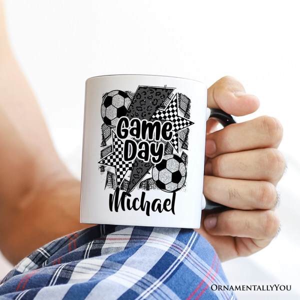 Soccer Game Day Personalized Mug, Coquette Sports Mom Fan Gift with Custom Name Soccer Game Day Personalized Mug, Coquette Sports Mom Fan Gift with Custom Name