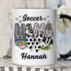 Soccer Mama Coquette Bow Personalized Mug, Game Day Mom Life Gift with Custom Name