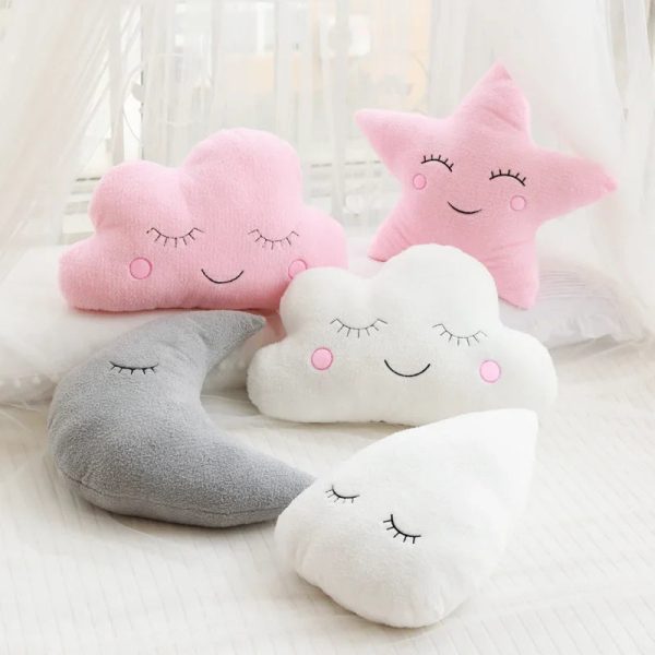 Soft Plush Cloud & Star Raindrop Pillow - Cozy Kids' Room Decor Soft Plush Cloud & Star Raindrop Pillow - Cozy Kids' Room Decor
