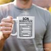 Son Nutrition Facts Personalized Mug, Birthday Gift with Custom Name