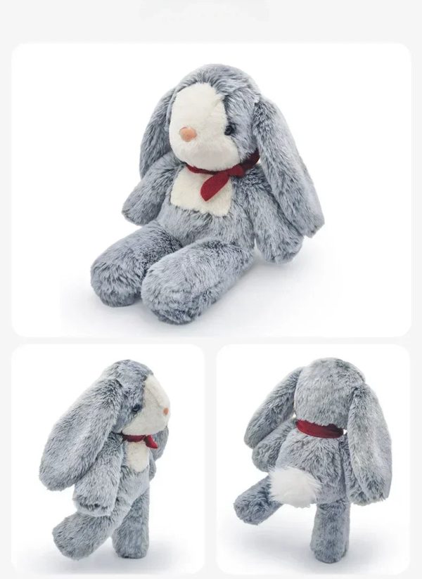 Soot Bonnie Rabbit Plush Doll - Soothing Companion with Red Ribbon Soot Bonnie Rabbit Plush Doll - Soothing Companion with Red Ribbon