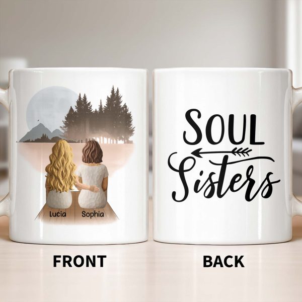 Soul Sisters With Two Women And Nature Background - Personalized Custom Coffee Mug - BST523_MG Soul Sisters With Two Women And Nature Background - Personalized Custom Coffee Mug - BST523_MG