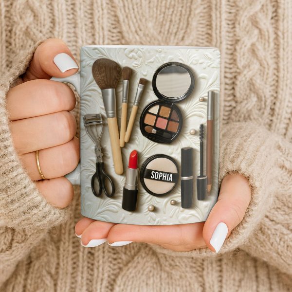 Specially Designed Makeup Lover's Mug With Lipstick And Brushes - Personalized Custom Coffee Mug - HOB006_MG Specially Designed Makeup Lover's Mug With Lipstick And Brushes - Personalized Custom Coffee Mug - HOB006_MG