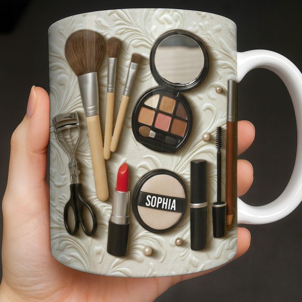 Specially Designed Makeup Lover's Mug With Lipstick And Brushes - Personalized Custom Coffee Mug - HOB006_MG Specially Designed Makeup Lover's Mug With Lipstick And Brushes - Personalized Custom Coffee Mug - HOB006_MG
