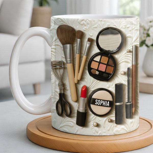 Specially Designed Makeup Lover's Mug With Lipstick And Brushes - Personalized Custom Coffee Mug - HOB006_MG Specially Designed Makeup Lover's Mug With Lipstick And Brushes - Personalized Custom Coffee Mug - HOB006_MG
