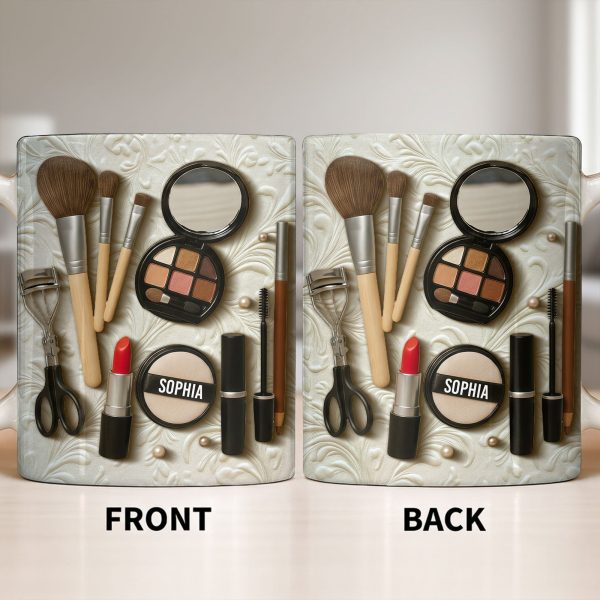 Specially Designed Makeup Lover's Mug With Lipstick And Brushes - Personalized Custom Coffee Mug - HOB006_MG Specially Designed Makeup Lover's Mug With Lipstick And Brushes - Personalized Custom Coffee Mug - HOB006_MG
