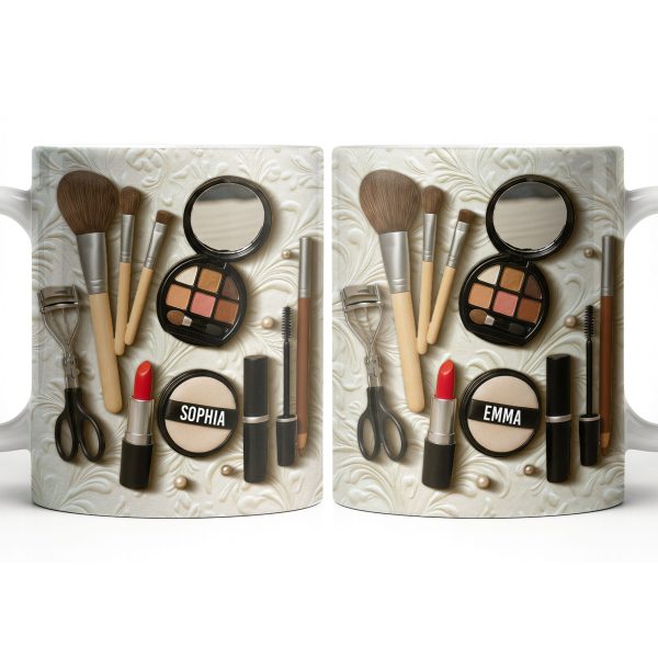 Specially Designed Makeup Lover's Mug With Lipstick And Brushes - Personalized Custom Coffee Mug - HOB006_MG Specially Designed Makeup Lover's Mug With Lipstick And Brushes - Personalized Custom Coffee Mug - HOB006_MG