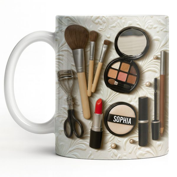 Specially Designed Makeup Lover's Mug With Lipstick And Brushes - Personalized Custom Coffee Mug - HOB006_MG Specially Designed Makeup Lover's Mug With Lipstick And Brushes - Personalized Custom Coffee Mug - HOB006_MG