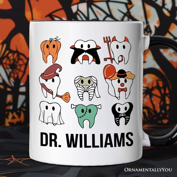 Spooky Halloween Dentist Personalized Mug, Teeth Monster Gift for Dental Crew with Custom Name Spooky Halloween Dentist Personalized Mug, Teeth Monster Gift for Dental Crew with Custom Name
