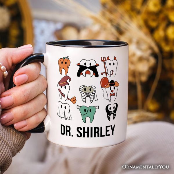 Spooky Halloween Dentist Personalized Mug, Teeth Monster Gift for Dental Crew with Custom Name Spooky Halloween Dentist Personalized Mug, Teeth Monster Gift for Dental Crew with Custom Name