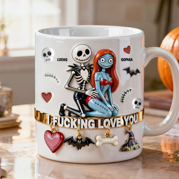 Spooky I F**king Love You - Personalized White Edge-to-Edge Mug - Gift For Couple, Fan Movies HH01 Spooky I F**king Love You - Personalized White Edge-to-Edge Mug - Gift For Couple, Fan Movies HH01