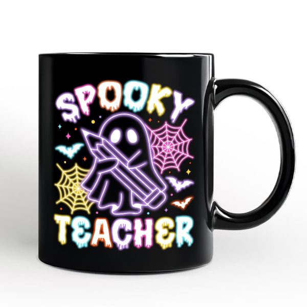 Spooky Teacher Neon Ghost Personalized Mug, Retro Halloween Gift with Custom Name for Educators Spooky Teacher Neon Ghost Personalized Mug, Retro Halloween Gift with Custom Name for Educators
