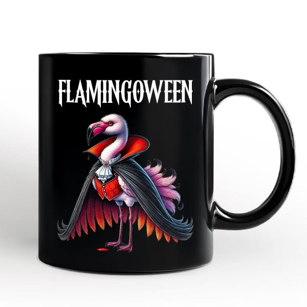 Spooky Vampire Flamingo Personalized Mug, Halloween Dracula Bird Gift with Custom Name