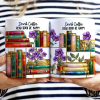 Stained Glass Style Birth Month Flower A Girl Who Loves Books - Personalized White Edge-to-Edge Mug