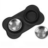 Stainless Steel Non-Skid Dog Bowls With Silicone Mat