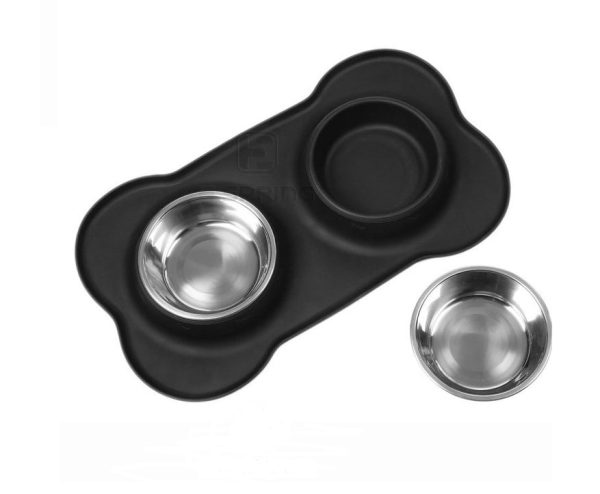 Stainless Steel Non-Skid Dog Bowls With Silicone Mat Stainless Steel Non-Skid Dog Bowls With Silicone Mat