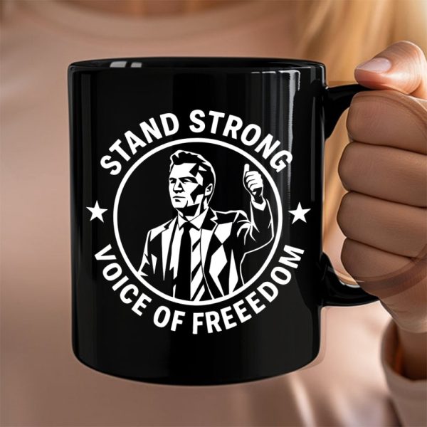 Stand Strong Charlie Kirk - Voice Of Freedom Memorial Black Mug LM32 65535 Stand Strong Charlie Kirk - Voice Of Freedom Memorial Black Mug LM32 65535