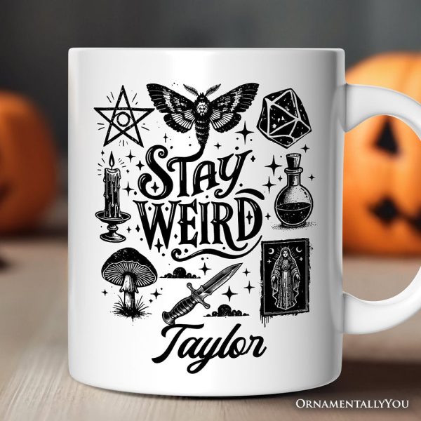 Stay Weird Witchy Vibes Personalized Mug, Mystical Halloween Gift with Custom Name Stay Weird Witchy Vibes Personalized Mug, Mystical Halloween Gift with Custom Name