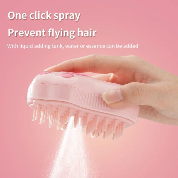 Steamy Pet Brush With Built-In Sprayer Steamy Pet Brush With Built-In Sprayer