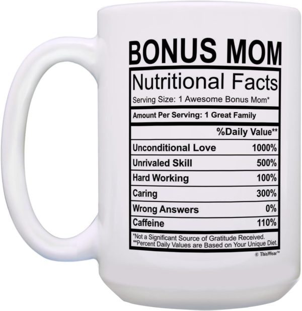 Stepmom Nutritional Facts Coffee Mug Funny Gift for Stepmom from Stepdaughter Stepson Kids, Mothers Day Birthday Gift Stepmom Nutritional Facts Coffee Mug Funny Gift for Stepmom from Stepdaughter Stepson Kids, Mothers Day Birthday Gift