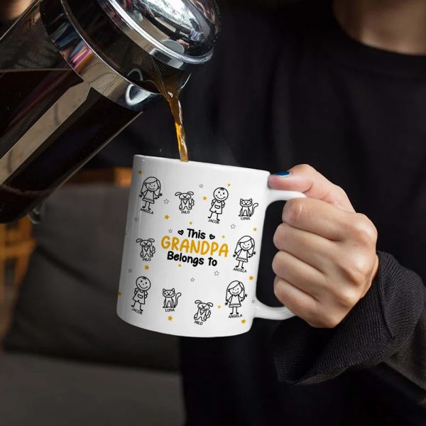 Stick Figures This Grandpa Grandma Belongs To Kids Pet - Personalized White Edge-to-Edge Mug Stick Figures This Grandpa Grandma Belongs To Kids Pet - Personalized White Edge-to-Edge Mug