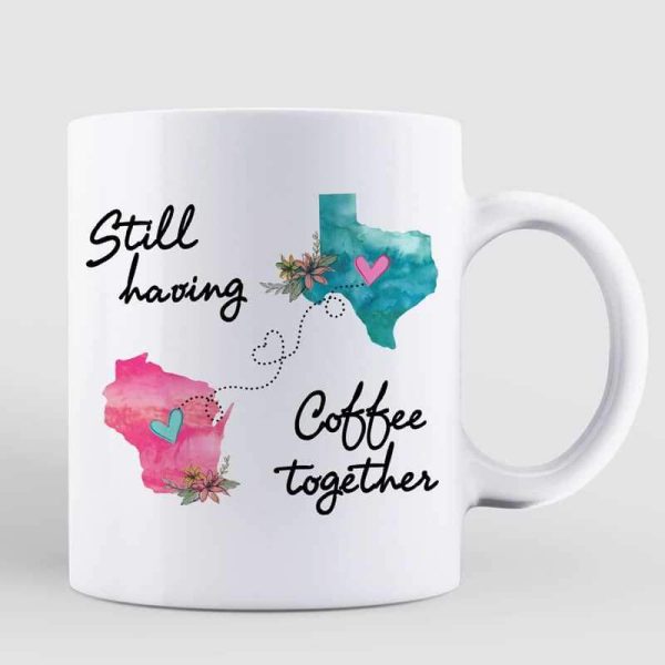 Still Having Coffee Together Long Distance Chibi Besties Personalized Mug Still Having Coffee Together Long Distance Chibi Besties Personalized Mug