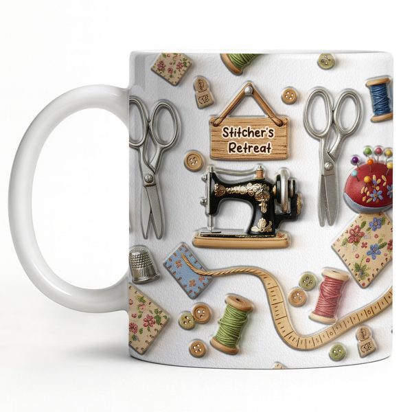 Stitcher's Retreat Sewing Essentials Coffee Mug - Personalized Custom Coffee Mug - HOB019_MG