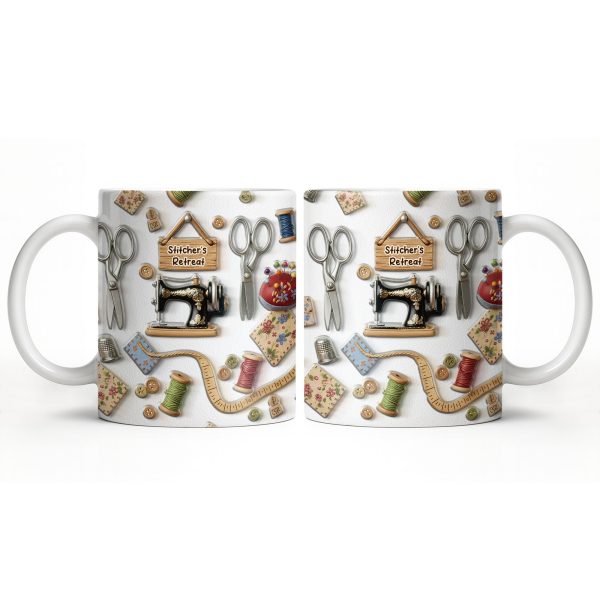 Stitcher's Retreat Sewing Essentials Coffee Mug - Personalized Custom Coffee Mug - HOB019_MG