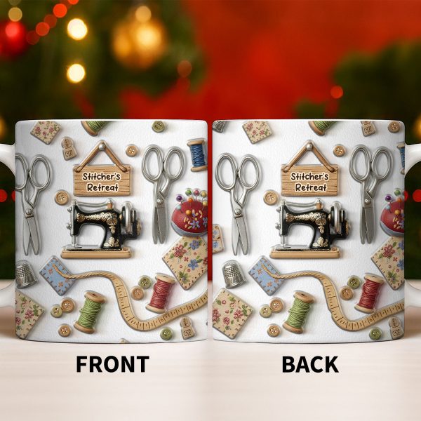 Stitcher's Retreat Sewing Essentials Coffee Mug - Personalized Custom Coffee Mug - HOB019_MG