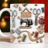 Stitcher's Retreat Sewing Essentials Coffee Mug - Personalized Custom Coffee Mug - HOB019_MG